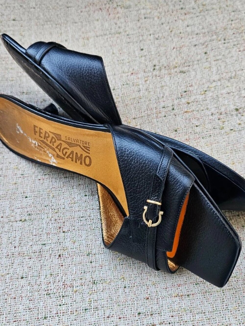 Vintage Salvatore Ferragamo Women Sandal Leather Upper Shoe Size 6.5 Made Italy - Picture 6 of 12